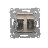 Simon 54 Gniazdo HDMI + RJ45 kat.6. kremowy DGHRJ45.01/41 KONTAKT