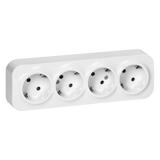 Gniazdo poczwórne natynkowy ToDo 2P+Z Schuko IP20, 16A, 230V AC, 16A, 230V AC, biały, 8 sztuk