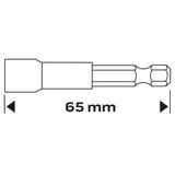Nasadka magnetyczna 6 x 65 mm, trzpień 1/4"
