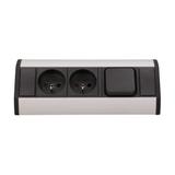 Gniazdo meblowe 2x2P+Z z wyłącznikiem, czarno-srebrne OR-GM-9002/B-G ORNO
