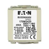 FUSE 450A 690V 1*BN/50 AR UC Wkładka szybka 450A AC 690V rozmiar 1 45x59x51 mm aR I 170M3420 EATON