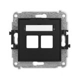ICON Mechanizm gniazda multimedialnego podwójnego bez modułu (standard Keystone) czarny mat
