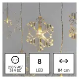 Dekoracje - 8 LED sople śnieżynki 45x84 cm ciepła biel, IP44