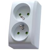 BIS Gniazdo podwójne z uziemieniem z przesłonami torów prądowych kolor biały GN-2BZP/00 OSPEL