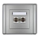 FLEXI Gniazdo antenowe podwójne typu F (SAT) pozłacane srebrny metalik