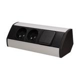 Gniazdo meblowe z wyłącznikiem czarno-srebrne OR-GM-9002/B-G ORNO
