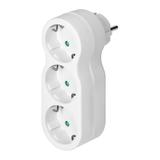Rozgałęźnik 3x2P+Z "bałwanek" z wtyczką górną, Schuko, biały