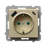 Gniazdo pojedyncze z uziemieniem schuko z ładowarką A+C SONATA SZAMPAŃSKI ZŁOTY