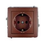 DECO Mechanizm gniazda pojedynczego z uziemieniem SCHUKO 2P+Z (przesłony torów prądowych) brązowy me