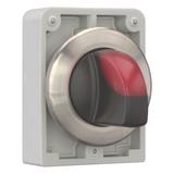 M30I-FWRLK-R Przełącznik piórkowy podświetlany 30mm czerwony 2-pozycyjny bez samopowrotu stal nierdz