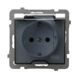 AS Gniazdo bryzgoszczelne z uziemieniem schuko IP-44 wieczko przezroczyste - kolor biały