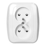 Gniazdo podwójne podtynkowe 2x2p+Z 16A, 250V, ATUT, biały