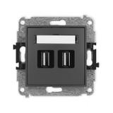 MINI Gniazdo podwójne 2xUSB A-A 2.0 grafitowy mat 28MGUSB-2 KARLIK