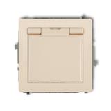 DECO Mechanizm gniazda bryzgoszczelnego z uziemieniem SCHUKO 2P+Z (klapka beżowa, przesłony torów pr