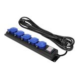 Przedłużacz warsztatowy bryzgoszczelny z wyłącznikiem, 5 gniazd 2P+Z, IP44, schuko przewód gumowy, H