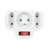 Rozgałęźnik 1x2P+Z, 2x2P/II z włącznikiem, biały OR-AE-13191 ORNO