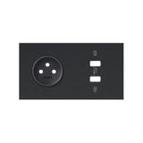 Simon 100 Panel 2-krotny: 1 gniazdo+2x1 ładowarka USB SmartCharge 2x 21 A czarny mat