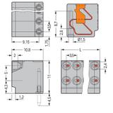 blok nasadzany do pł. drukowanych 4-bieg. szary raster 3,5 mm