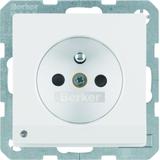 BERKER Q.x Gniazdo z uziemieniem i podświetleniem orientacyjnym LED biały aksamit 6765106089 HAGER