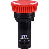 Przycisk kompaktowy z guzikiem-grzybek, odryglowywany przez obrót, 1NO, czerwony ECM-T10-R 004771482 ETI