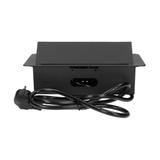 Gniazdo meblowe wpuszczane w blat z płaskim frezowanym rantem i przewodem 3m 3x2P+Z czarne OR-AE-133