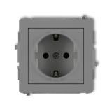 DECO Mechanizm gniazda pojedynczego z uziemieniem SCHUKO 2P+Z (przesłony torów prądowych) szary mat