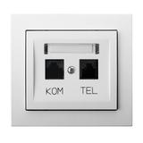 KIER Gniazdo komputerowo-telefoniczne RJ 45 kat. 5e (8-stykowe) + RJ 11 (6-stykowe) kolor biały GPKT-W/K/00 OSPEL