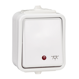 Cedar, przycisk światło z podświetleniem, IP44, biały