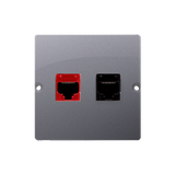 Simon Basic Gniazdo komputerowe RJ45 kat.5e + telefoniczne RJ12 . Montaż gniazda na wkręty do puszki stal inox BM5T.02/21 KONTAKT