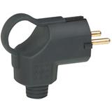 WTYCZKA GUMOWA Z UCHWYTEM 2P+Z - 16 A - IK08 - UNI-SCHUKO - BOCZNE WYJŚCIE PRZEWODU - CZARNA, Legran