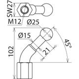 Punkt mocowania kulowy fi 25 mm kątowy 45 st.