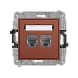 ICON Mechanizm gniazda komputerowego podwójnego 2xRJ45, kat. 6, ekranowany, 8-stykowy terakota