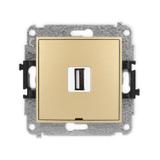 ICON Mechanizm gniazda pojedynczego USB A-A 2.0, bez pola opisowego złoty