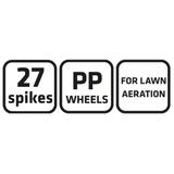 Aerator ręczny wertykulator walcowy do trawy 27 kolców średnica 15cm VERTO GTX 15G539 GTX Poland