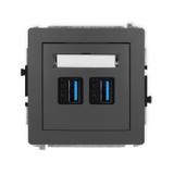 DECO Mechanizm gniazda podwójnego 2xUSB A-A 3.0 grafitowy mat