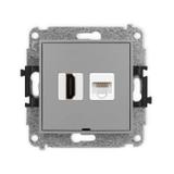 MINI Mechanizm gniazda pojedynczego HDMI 2.0 + gniazda komp. poj. 1xRJ45, kat. 5e, 8-stykowy, bez po
