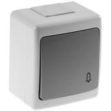 Wyłącznik BETA, pojedynczy, chwilowy-dzwonek, IP44, szary