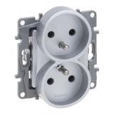 Niloe Selection - Gniazdo 2x2P+Z Do Ramek Wielokrotnych (Bez Przesłony Zaciski Śrubowe) Aluminium 762135 LEGRAND