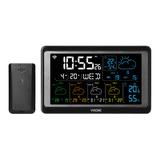 Wielofunkcyjna stacja pogodowa, bezprzewodowa, Wi-Fi, czarna