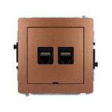 DECO Mechanizm gniazda komputerowego podwójnego 2xRJ45, kat. 6A, 8-stykowy, bez pola opisowego brązo