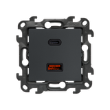 Simon 24 Ładowarka podwójna USB typ A+C Quick Charge 30W 230V grafitowy mat NEC2CAQ.01/38