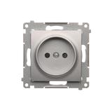 Simon 54 Gniazdo bez uziemienia z przesłonami 16A z. śrub. srebrny mat
