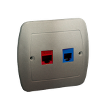 Simon Akord Gniazdo telefoniczne RJ12 + komputerowe RJ45 kategoria 5 dla RJ45. Montaż do puszki na wkręty satynowy A5T/29 KONTAKT