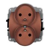 TREND Mechanizm gniazda podwójnego do ramki poziomej z uziemieniem 2x(2P+Z) (przesłony torów prądowy