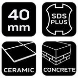 Dłuto SDS Plus 40x250mm 25 st, GRAPHITE 57H554 GTX 57-554 GTX Poland
