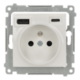 SIMON 54 Gniazdo z ładowarką USB C+A  2,1A 5V DC białe DGZ1ZUSB2CA.01/11 KONTAKT