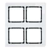DECO Ramka modułowa 4 krotna (2 poziom, 2 pion) - efekt szkła (ramka biała; spód czarny)