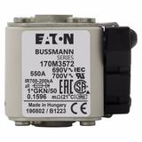 FUSE 550A 690V 1*GKN/50 AR UC Wkładka szybka 550A AC 690V rozmiar 1 45x59x51 mm aR, 170M3572 EATON