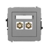 DECO Mechanizm gniazda antenowego podwójnego typu F (SAT) pozłacany szary mat