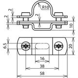 Wspornik do przewodu HVI 20 mm, stal nierdzewna NIRO